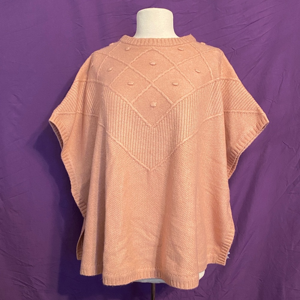 LOFT Blush Textured Knit Poncho. Size XS/S.
